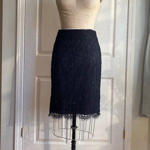 Black Lace Pencil Skirt Banana Republic Women's Sz 6 Gently Used Classic Holiday